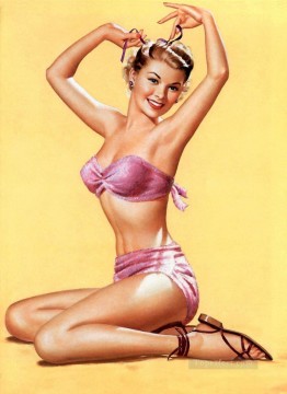 bath girl oil painting Painting - pin up girl nude 071